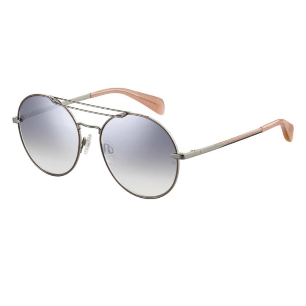 RAG & BONE MIRRORED Aviator Style Sunglasses 59mm Round Rim Mirrored Lenses NEW
